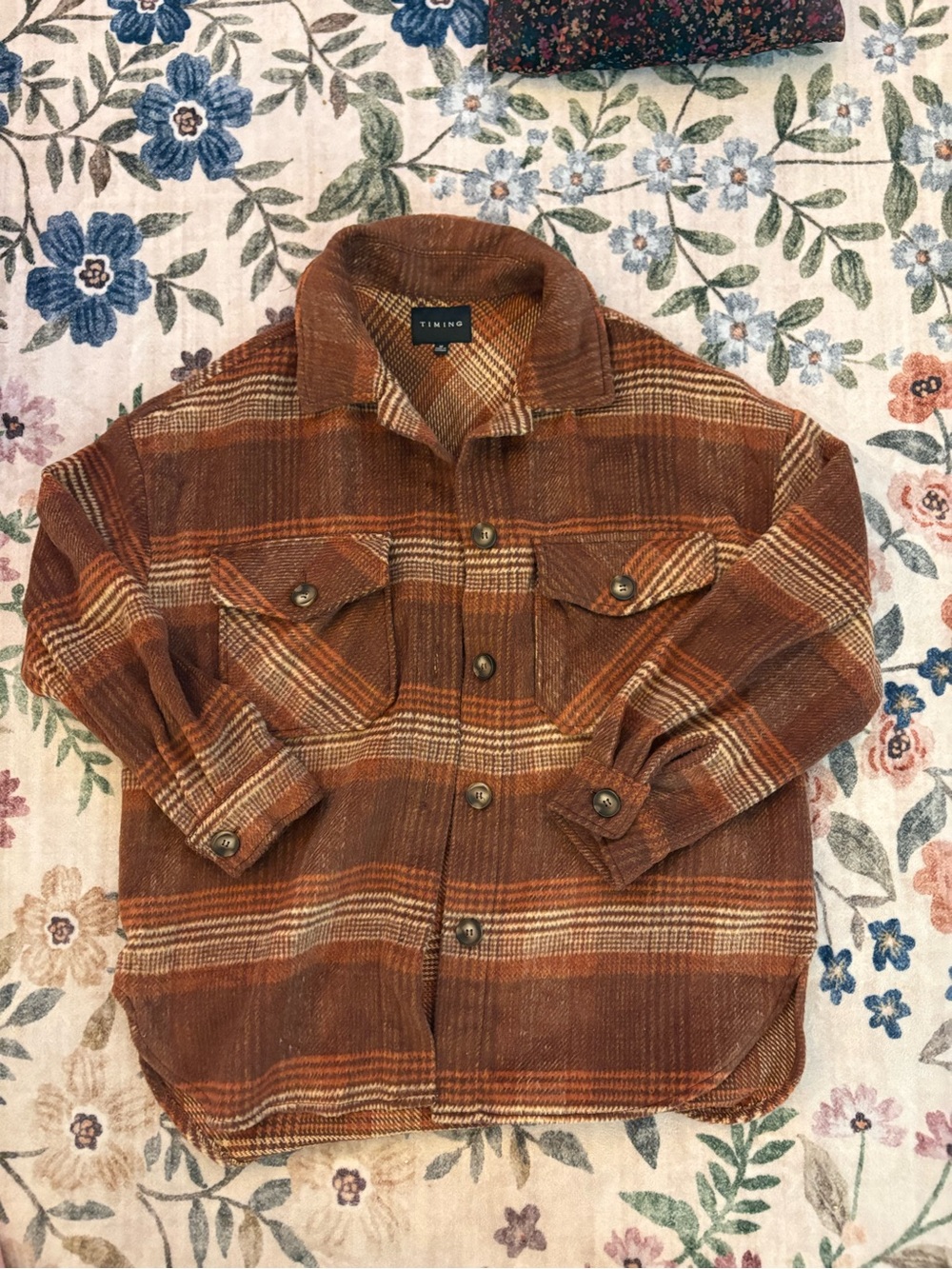 TIMING Rust and Tan Plaid Button-Front Jacket
